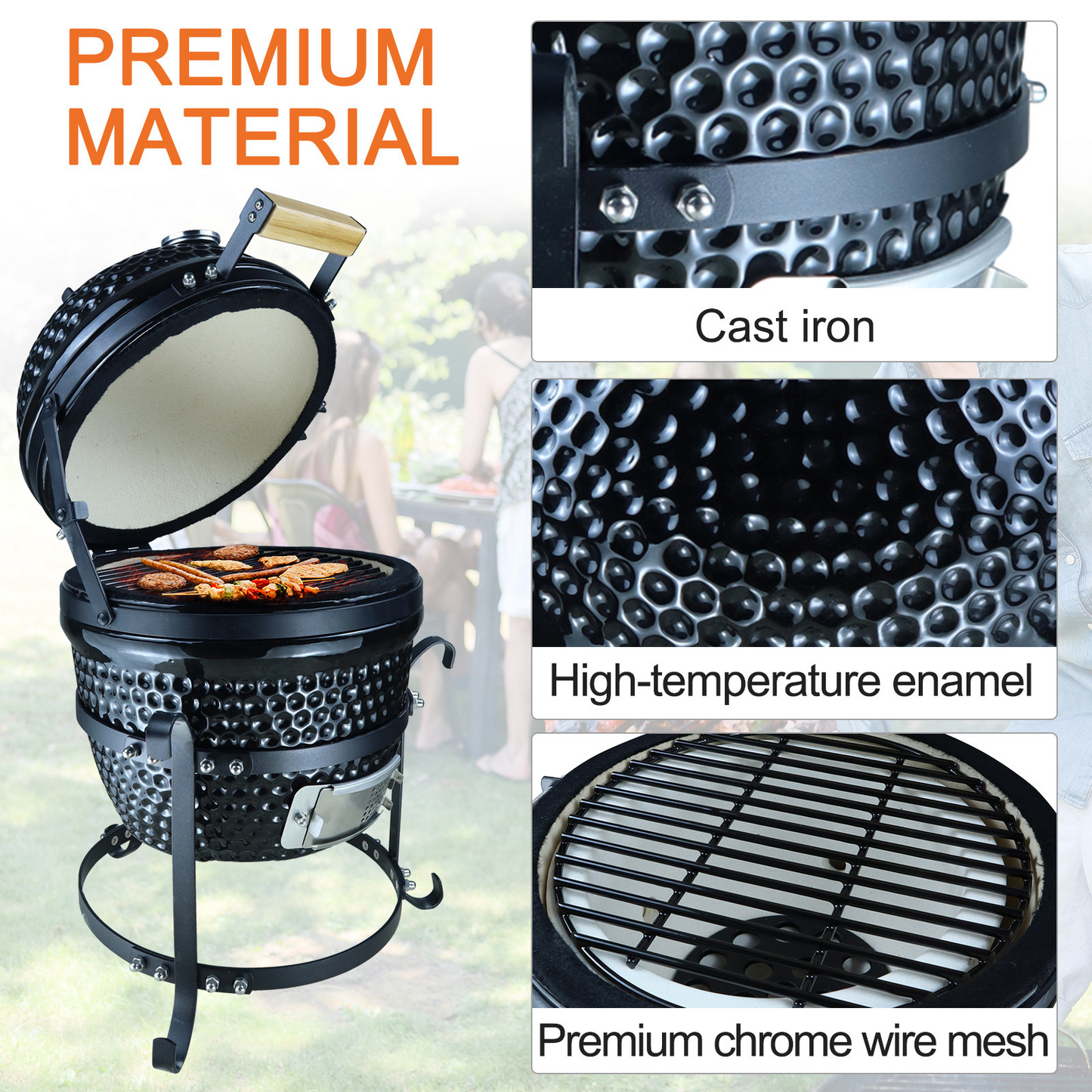 Ceramic Kamado BBQ Grill Smoker