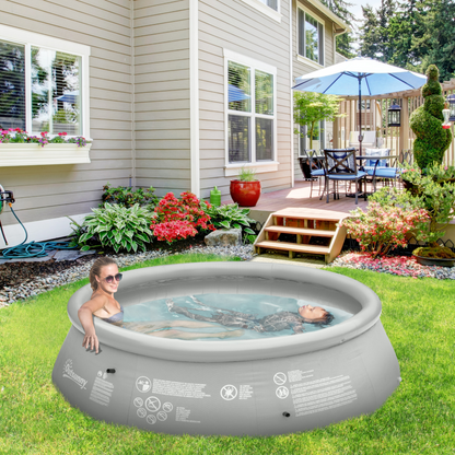 274cm x 76cm Inflatable Swimming Pool Family-Sized Grey