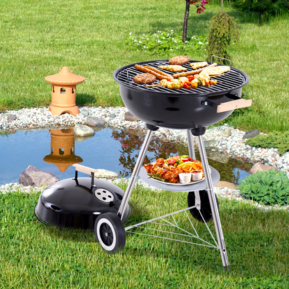 Portable Round Kettle Charcoal Grill BBQ Smoker with Lid