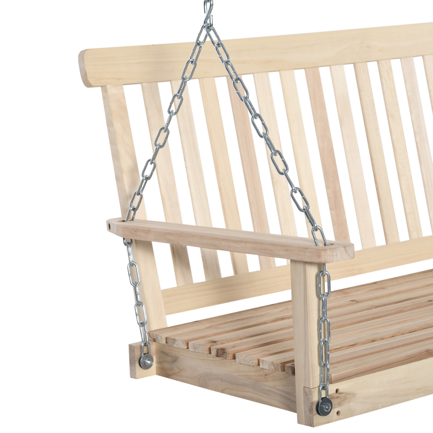  Outdoor Natural 2-Seater Wooden Swing Bench