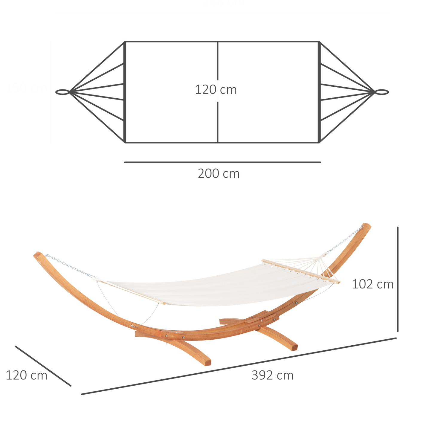 Outdoor Garden Hammock with Wooden Stand White