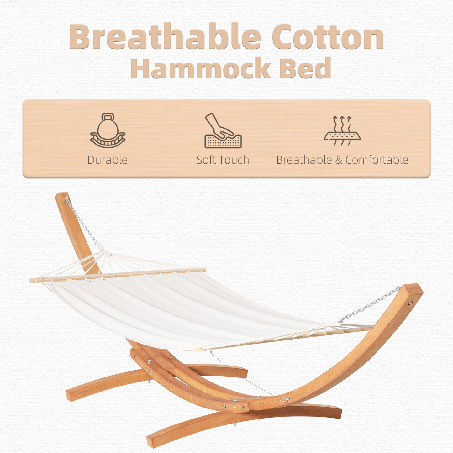 Outdoor Garden Hammock with Wooden Stand White