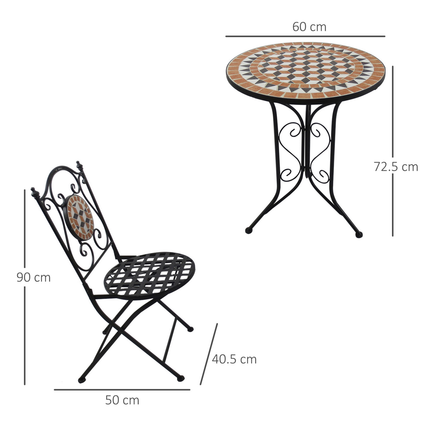 3 PCs Garden Mosaic Bistro Set