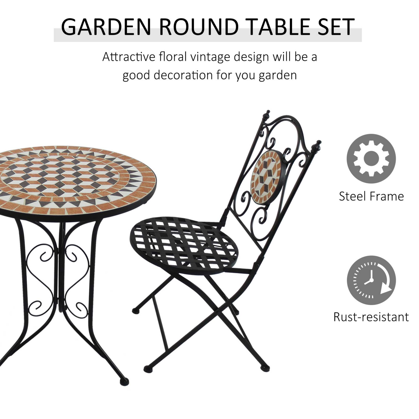 3 PCs Garden Mosaic Bistro Set