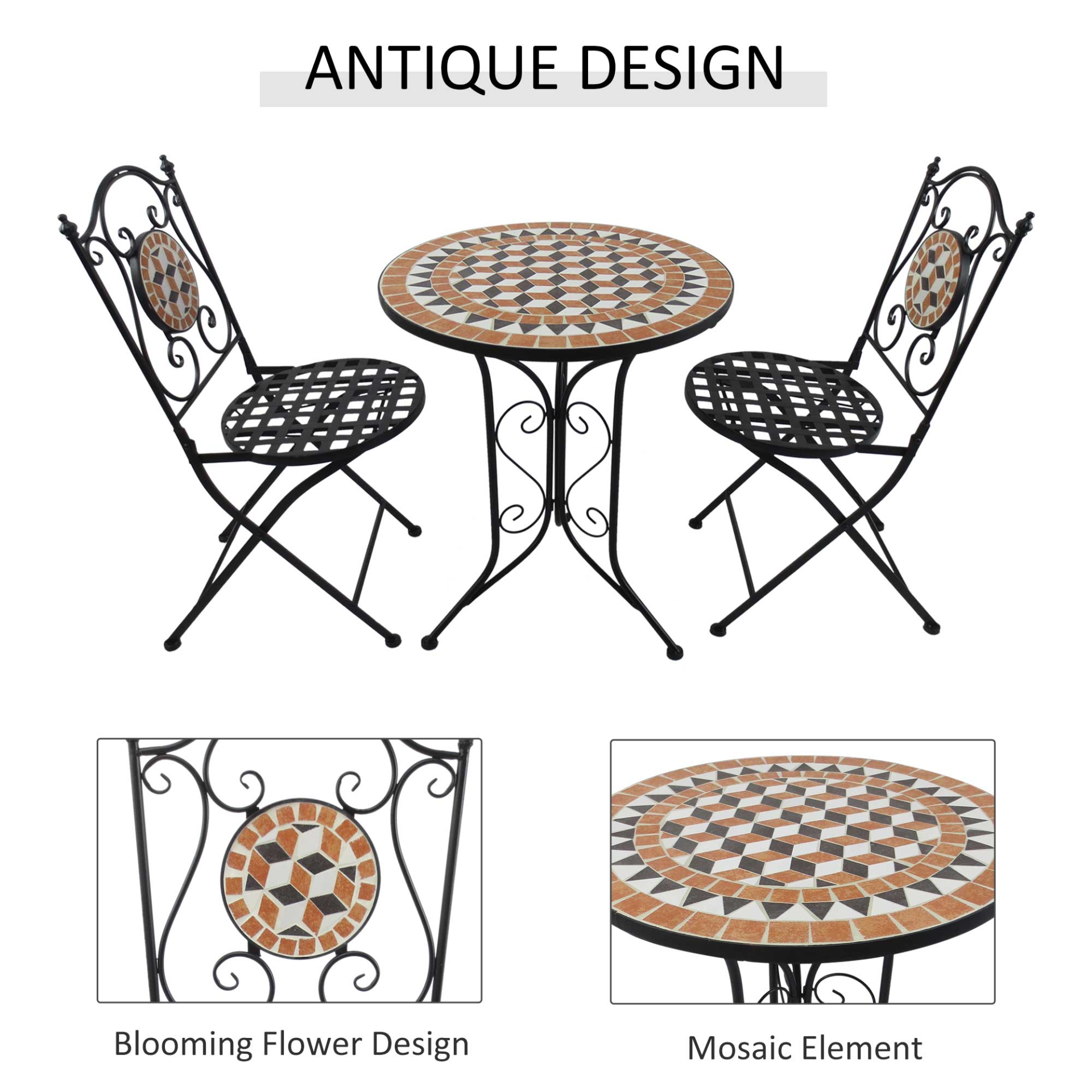 3 PCs Garden Mosaic Bistro Set