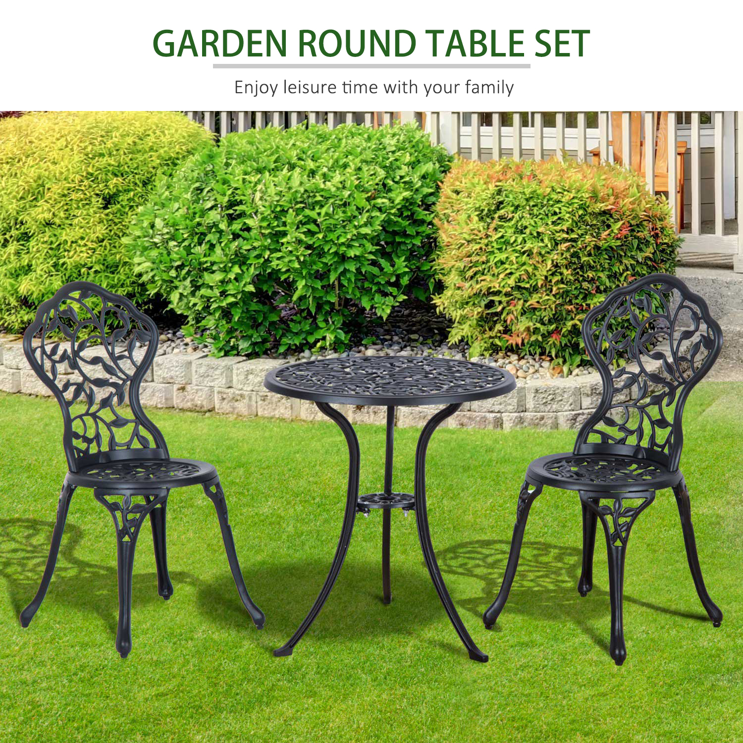 3 Pcs Cast Aluminum Bistro Set