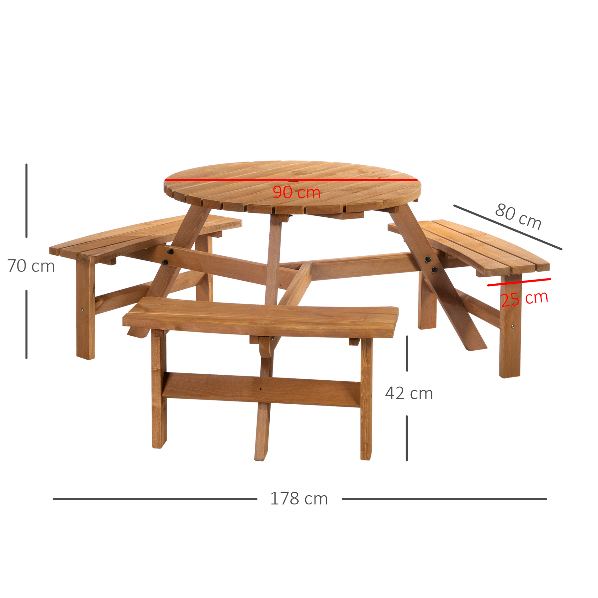 Fir Wood Parasol Table and Bench Set