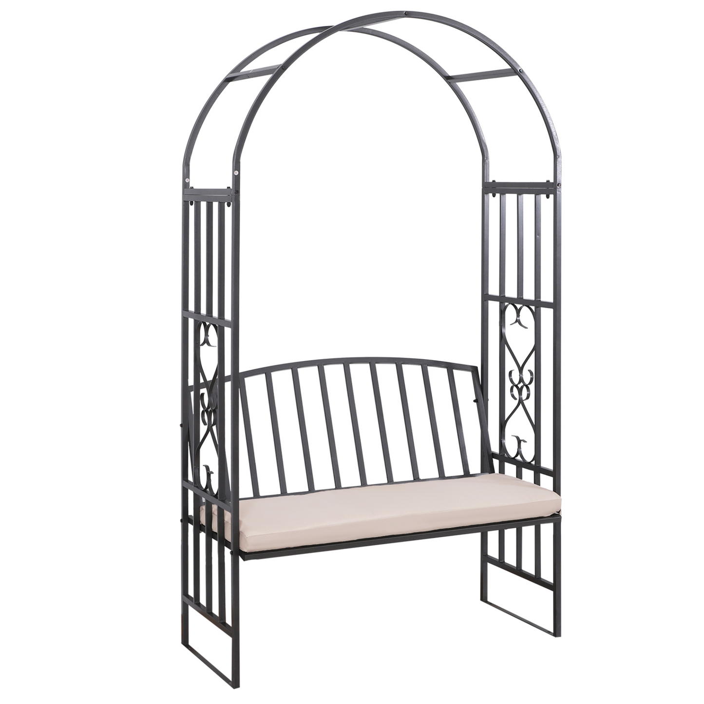 Metal Garden Arbour with seat Cushion 114L x 60W x 206H cm