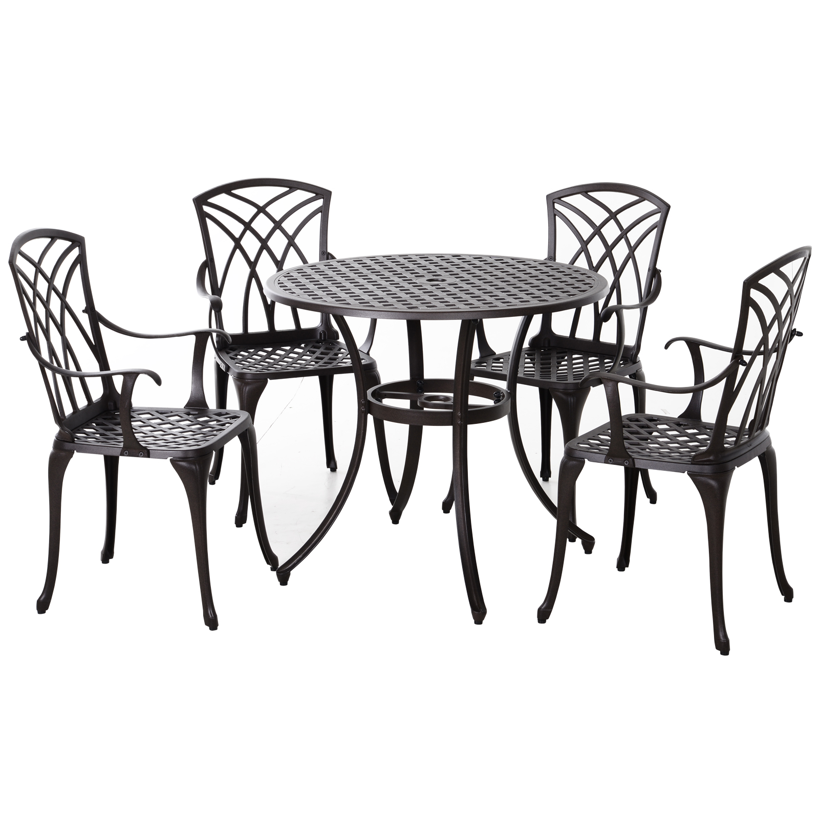 Cast Aluminium 5 PCS Dining Table & 4 Chairs Set