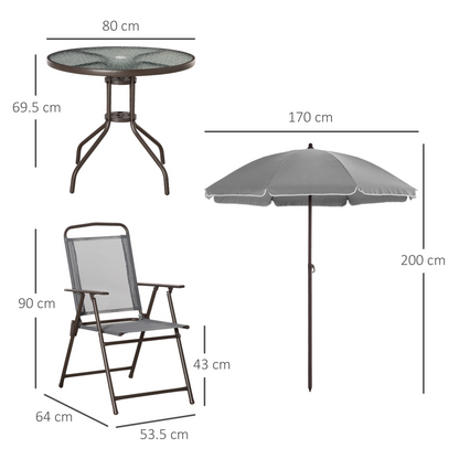 Grey 6 Piece Patio Dining Set with Umbrella