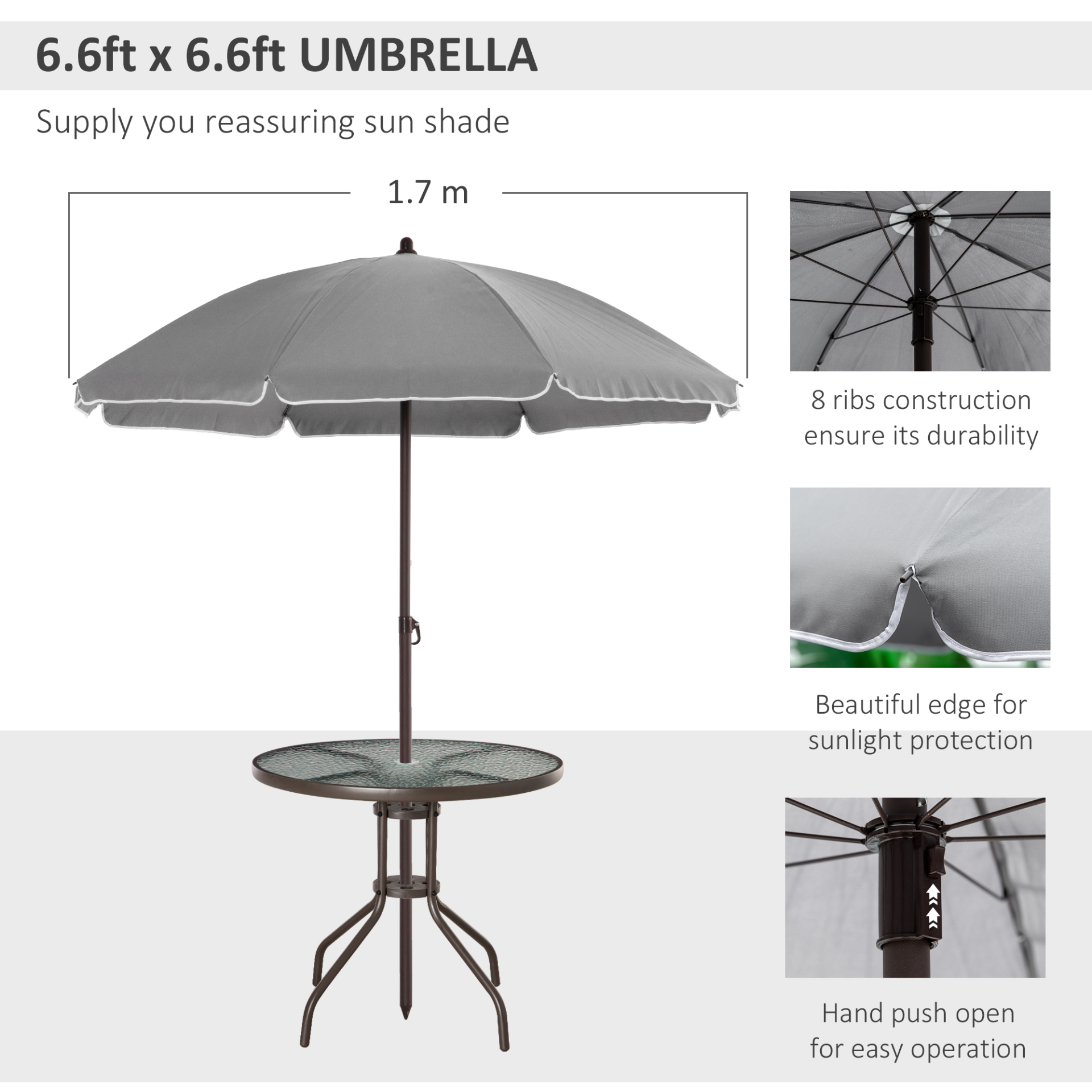 Grey 6 Piece Patio Dining Set with Umbrella