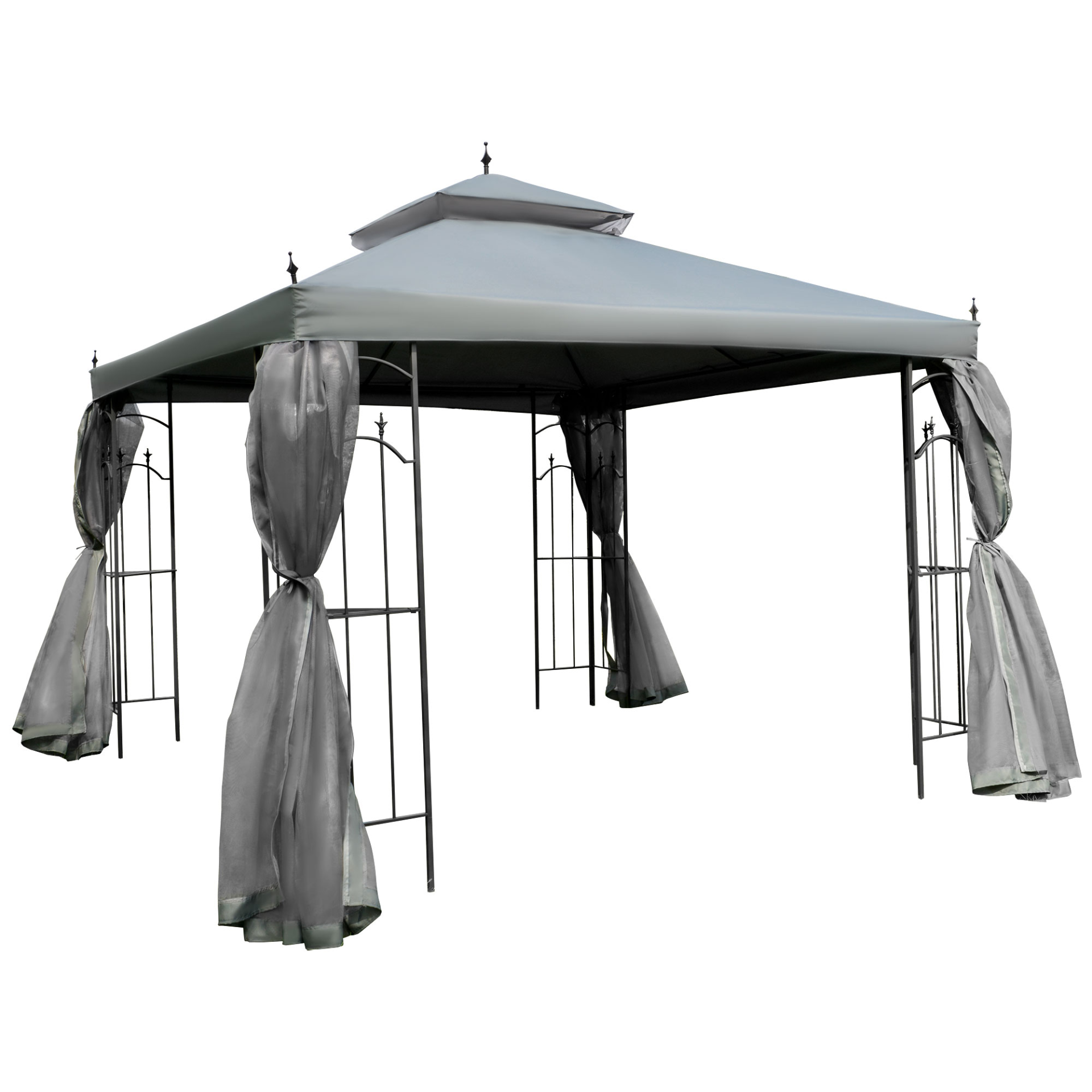 Double Top Outdoor gazebo with Mesh Curtain | Jscapes