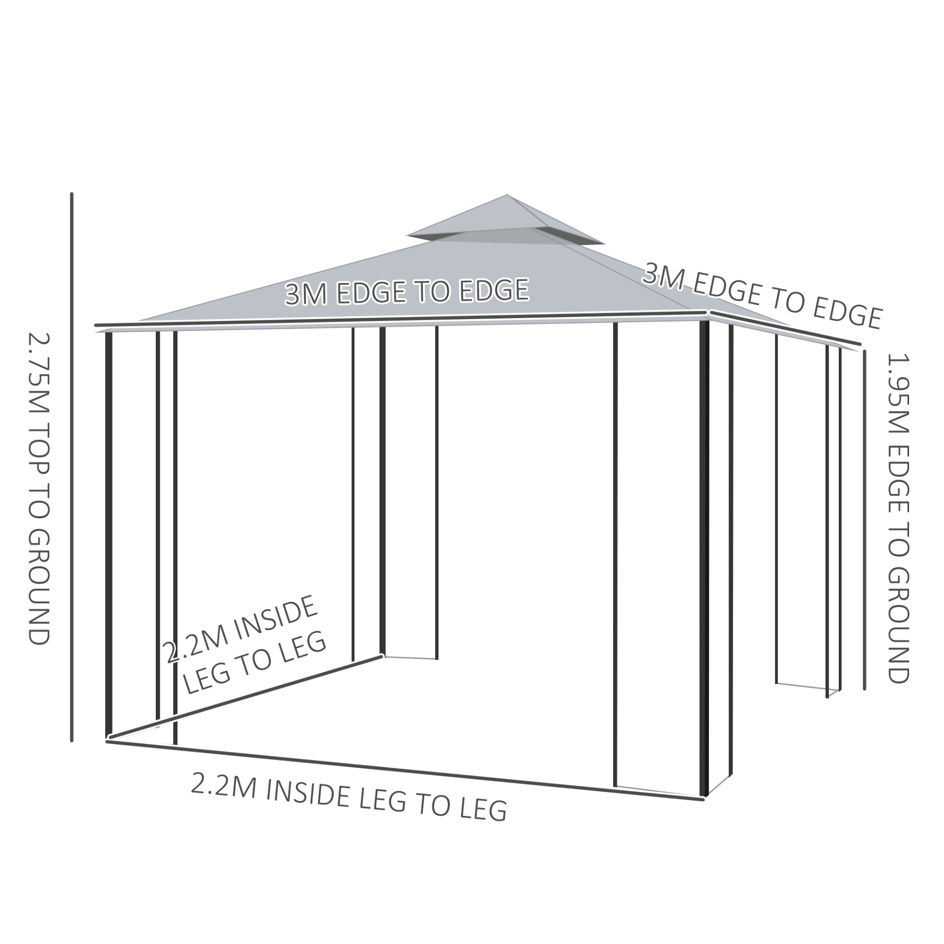 Double Top Outdoor gazebo with Mesh Curtain | Jscapes