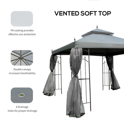 Double Top Outdoor gazebo with Mesh Curtain | Jscapes