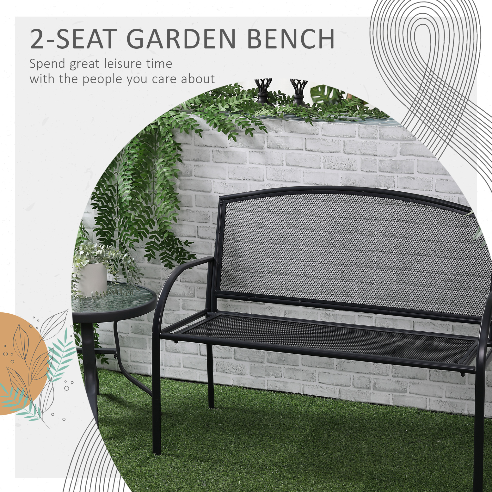  Grey Metal Garden Bench