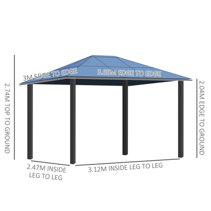 Hardtop Gazebo Canopy with Polycarbonate Roof