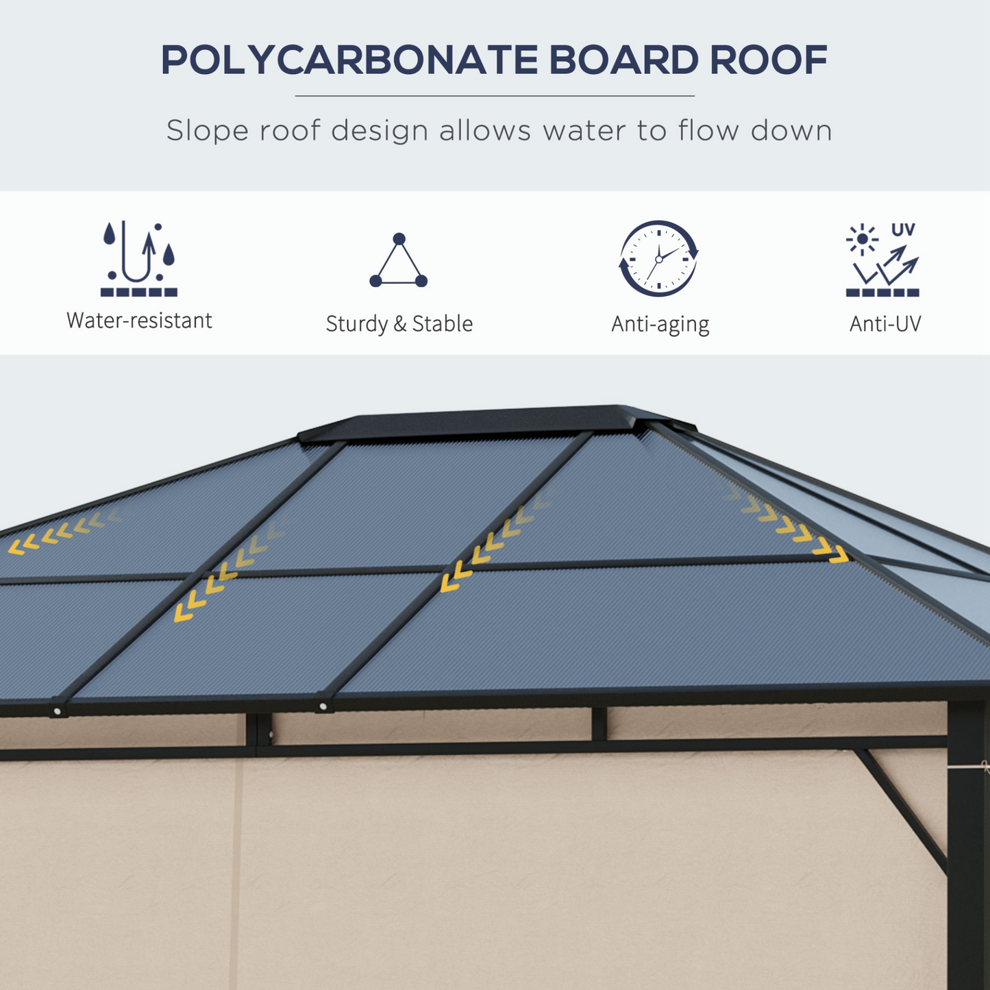 Hardtop Gazebo Canopy with Polycarbonate Roof