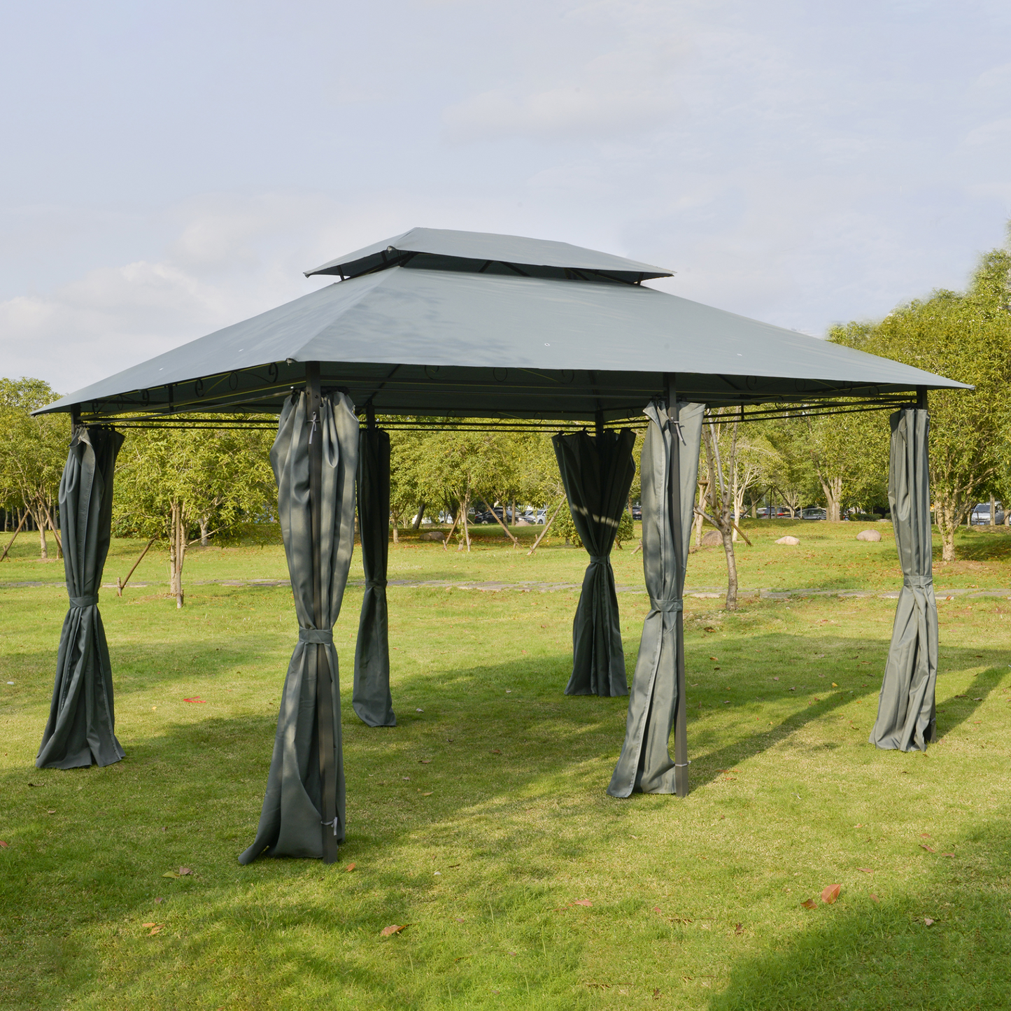 Steel Gazebo with Curtains Sidewalls | Jscapes Home and Garden