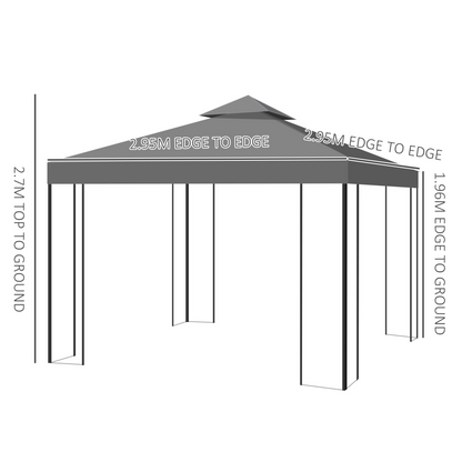 Outdoor Garden Steel Gazebo with 2 Tier Roof | Jscapes