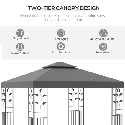 Outdoor Garden Steel Gazebo with 2 Tier Roof | Jscapes