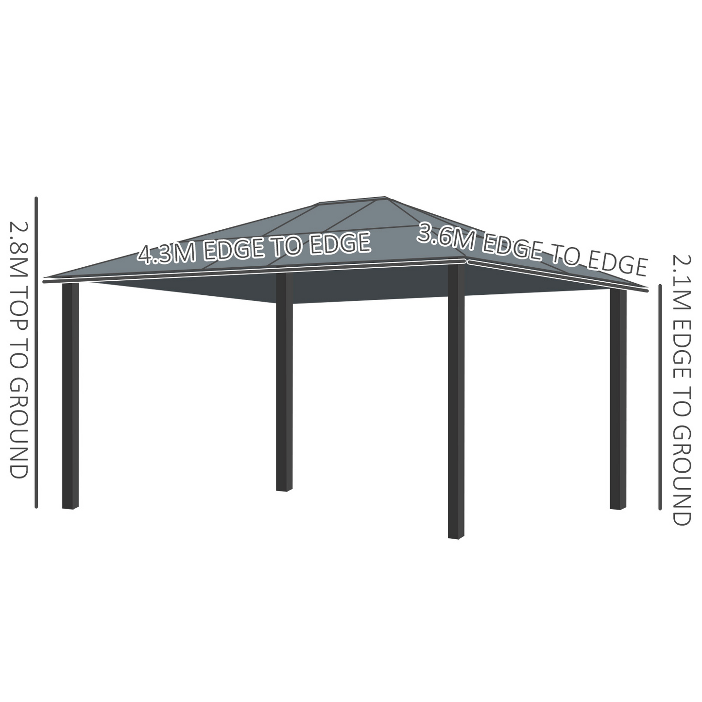 Outsunny Hardtop Gazebo with Polycarbonate Roof | Jscapes