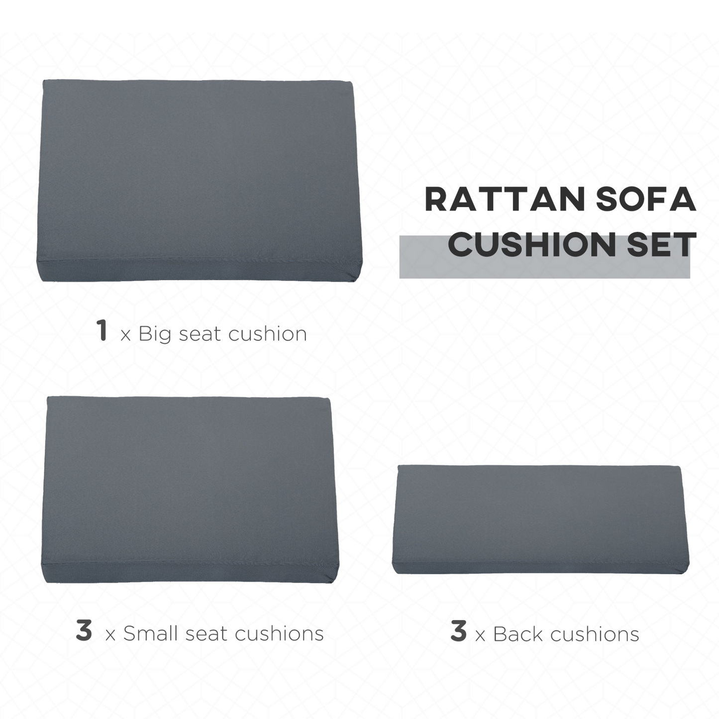 Grey Cushion Pad Set for Rattan Furniture