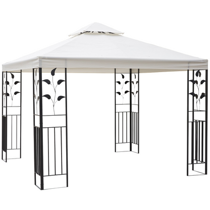 White Steel Garden Gazebo with 2 Tier Roof