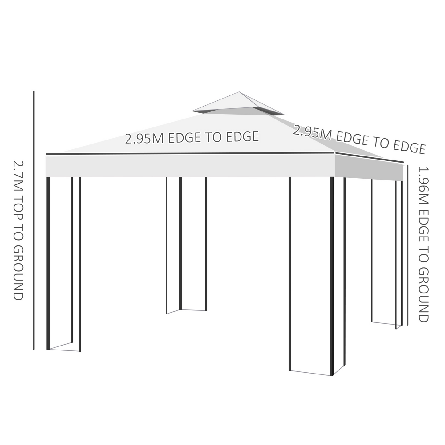 White Steel Garden Gazebo with 2 Tier Roof