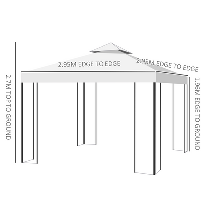 White Steel Garden Gazebo with 2 Tier Roof