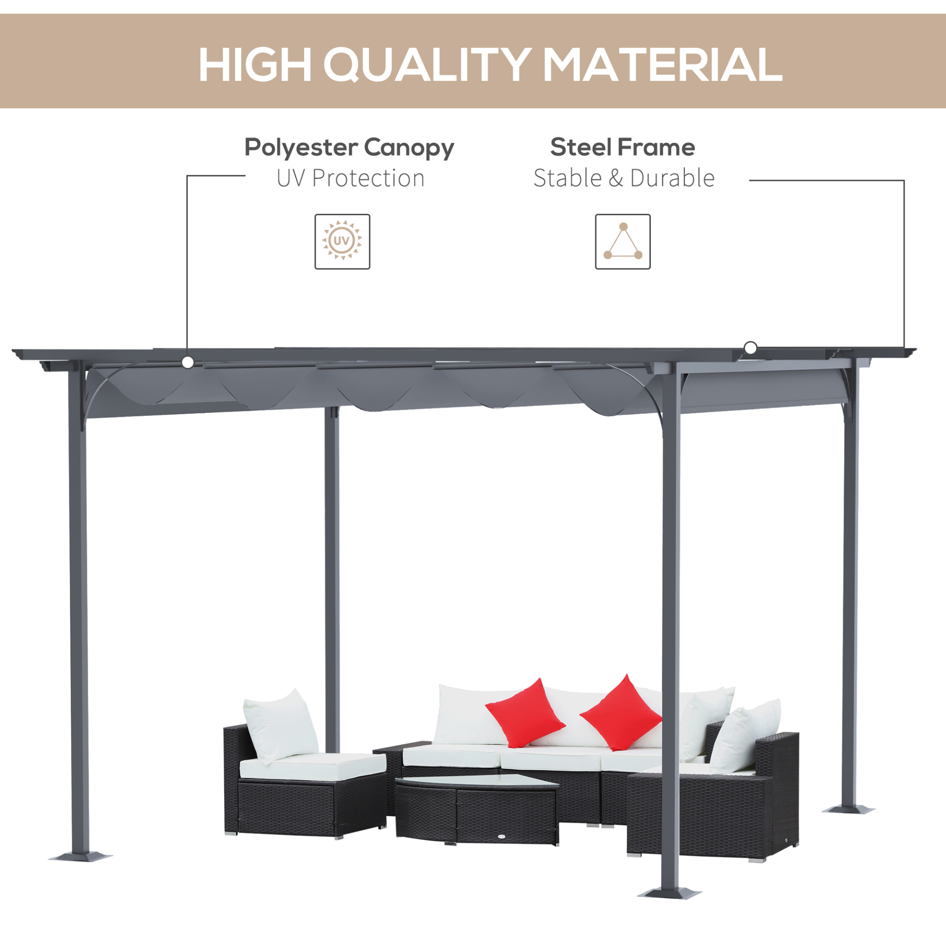 Metal Pergola Gazebo and Retractable Canopy | Jscapes