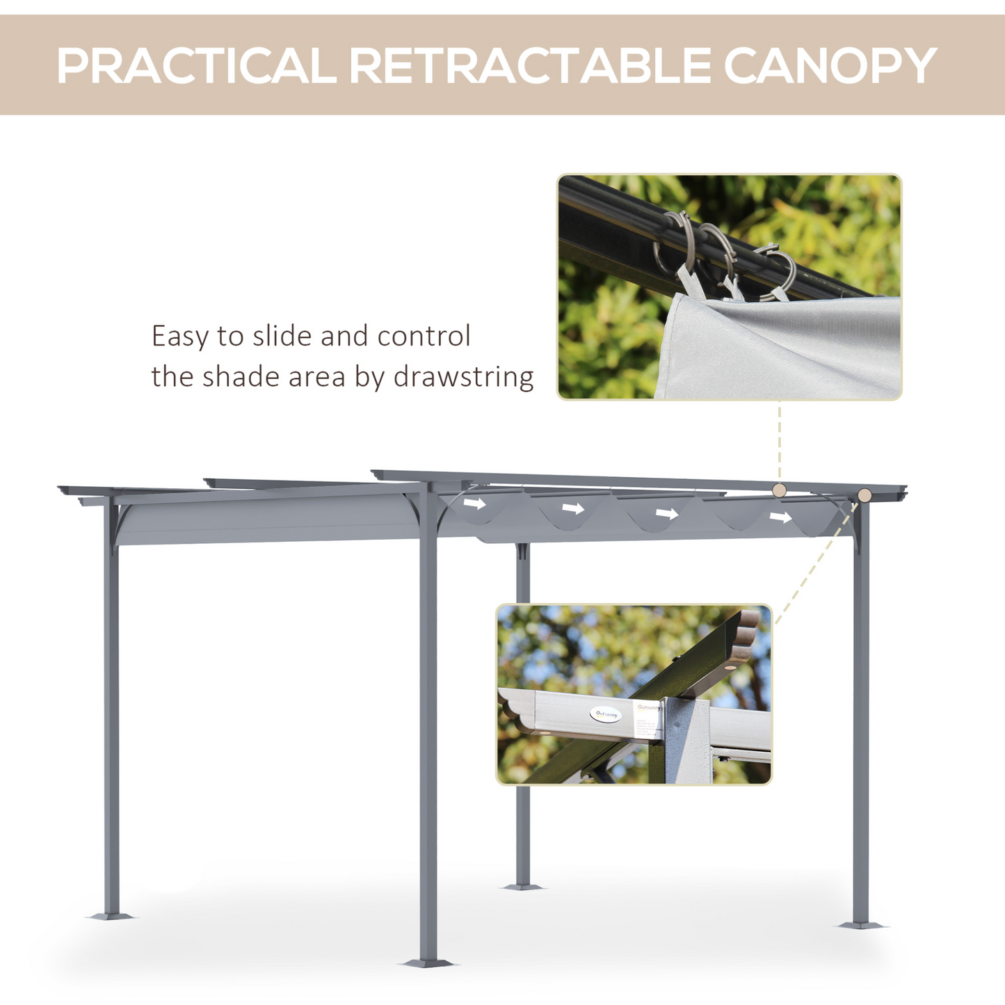 Metal Pergola Gazebo and Retractable Canopy | Jscapes