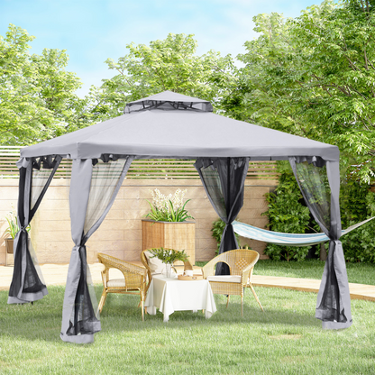 Grey Metal Gazebo with Netting | Jscapes home and Garden