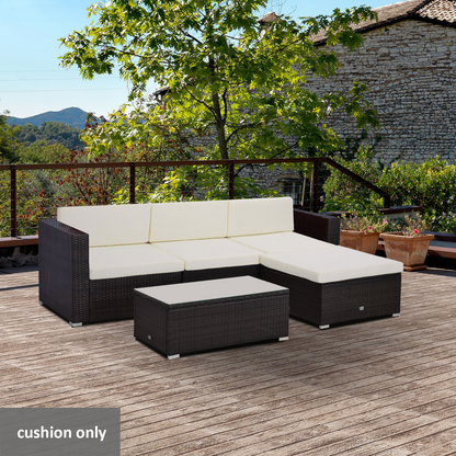 Cream Outdoor Cushion Pad Set for Rattan Furniture