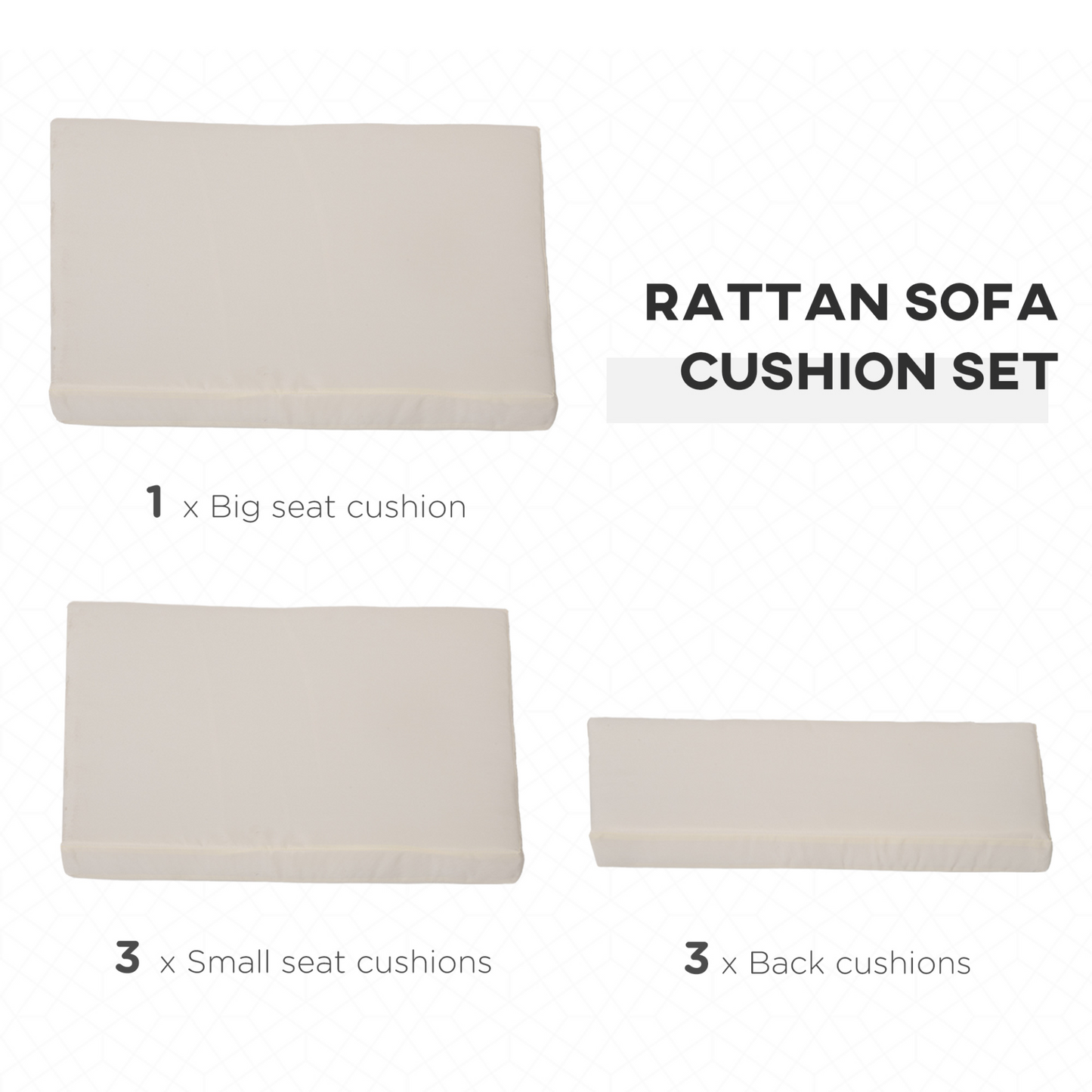 Cream Outdoor Cushion Pad Set for Rattan Furniture