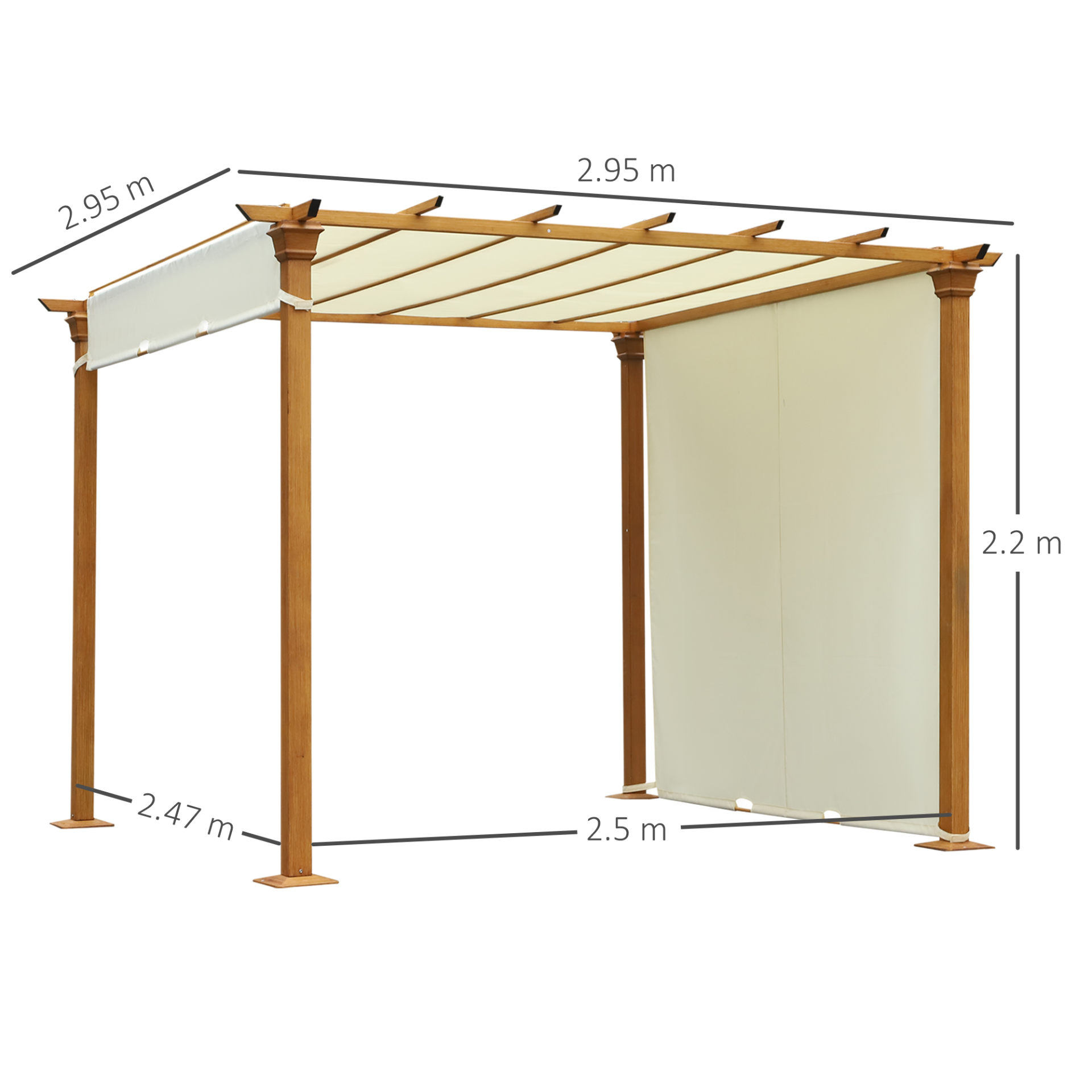 Retractable Pergola Gazebo with Adjustable Canopy