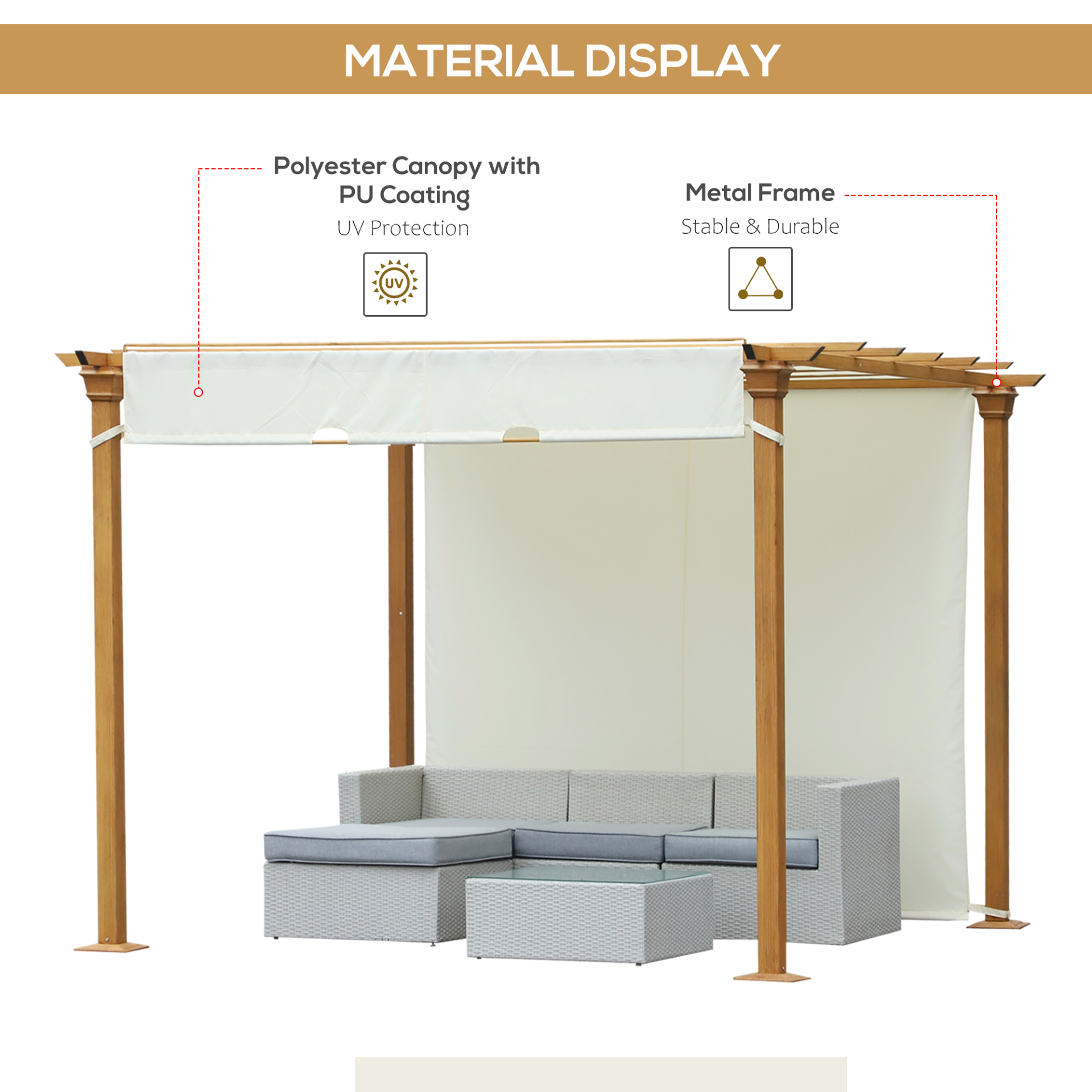 Retractable Pergola Gazebo with Adjustable Canopy