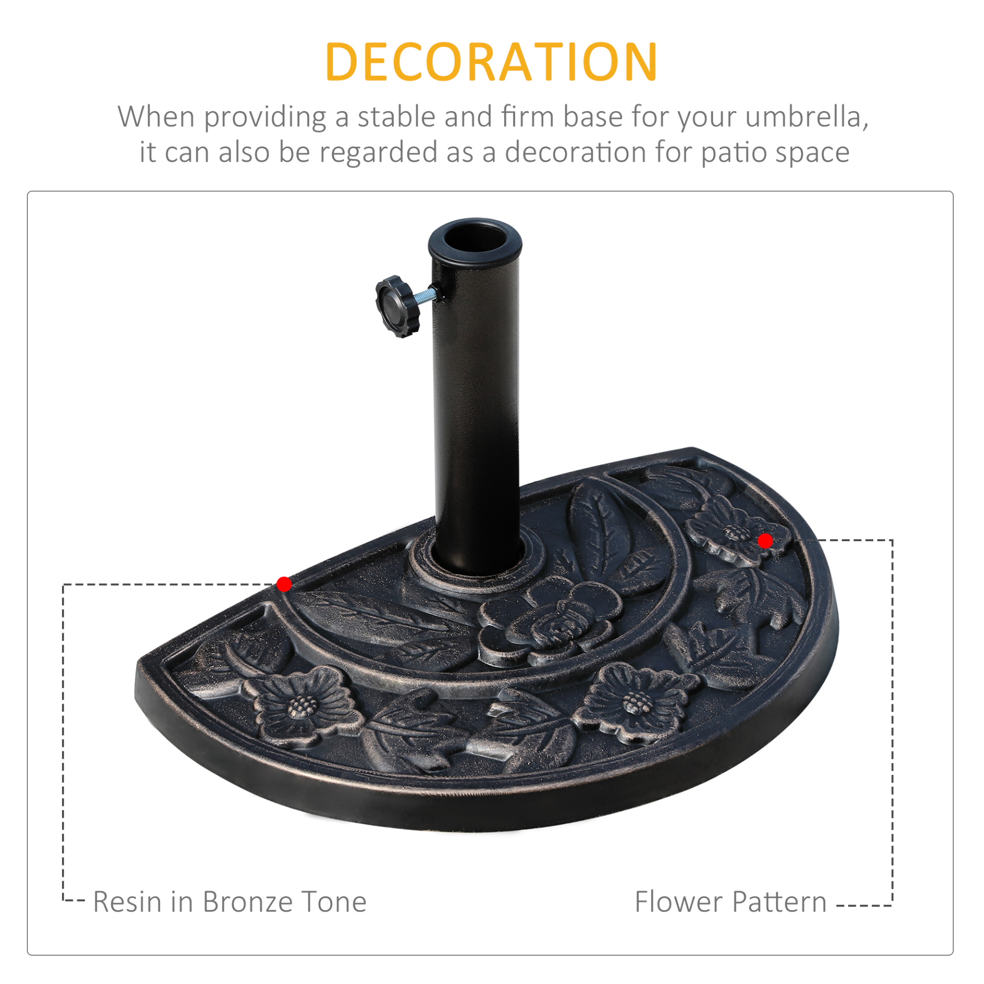 Resin Half Round Parasol Base