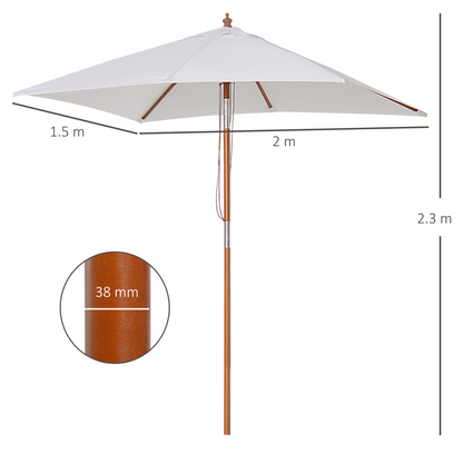 Cream White 2m x 1.5m Patio Parasol