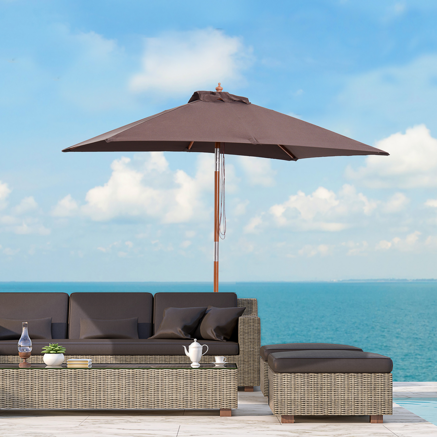 Coffee 2m x 1.5m Patio Parasol