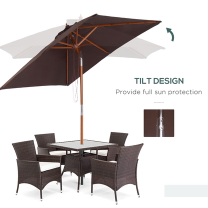 Coffee 2m x 1.5m Patio Parasol