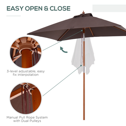 Coffee 2m x 1.5m Patio Parasol