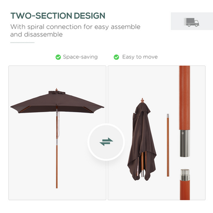 Coffee 2m x 1.5m Patio Parasol