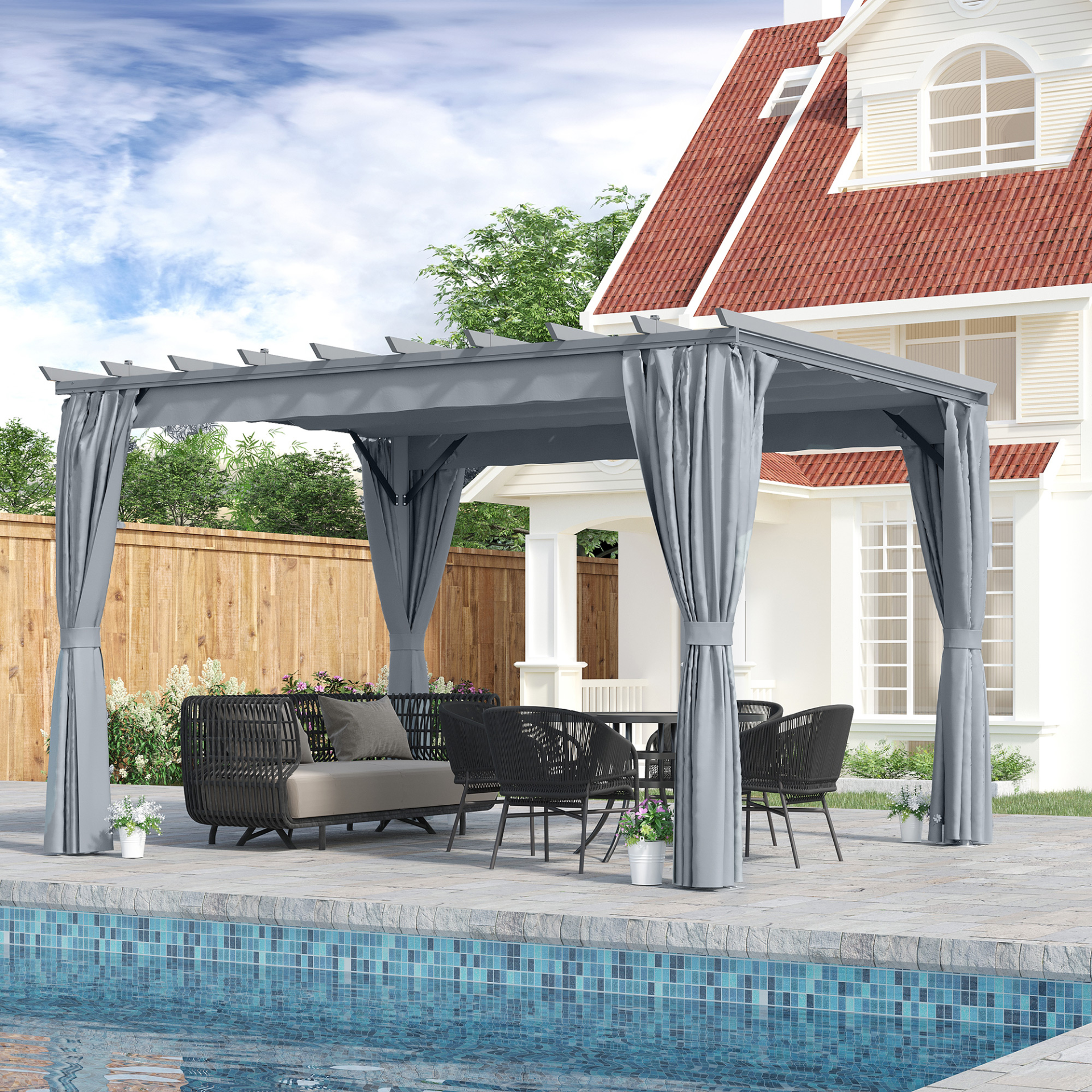 Outdoor Pergola with Curtains | Jscapes Home and Garden