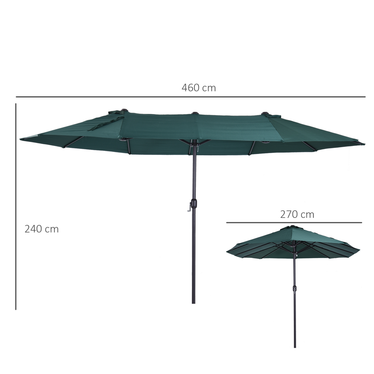 Green 4.6m Double Garden Parasol