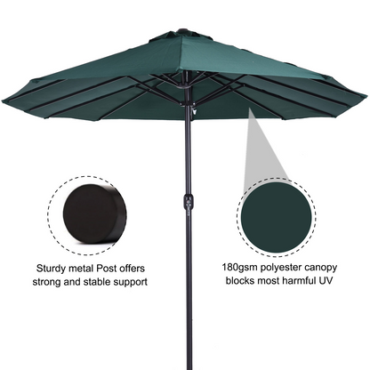 Green 4.6m Double Garden Parasol