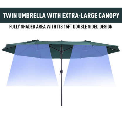 Green 4.6m Double Garden Parasol