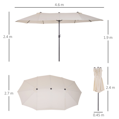 Beige 4.6m Double Garden Parasol