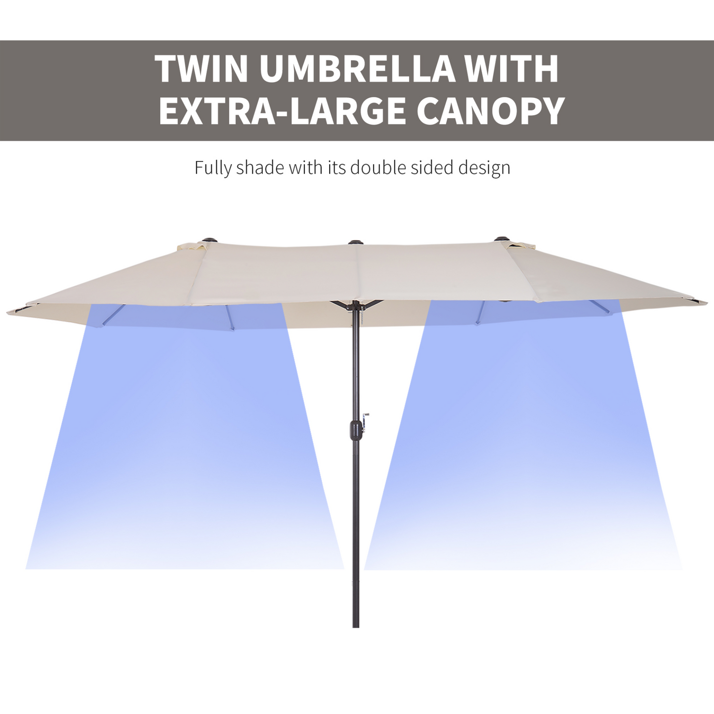 Beige 4.6m Double Garden Parasol