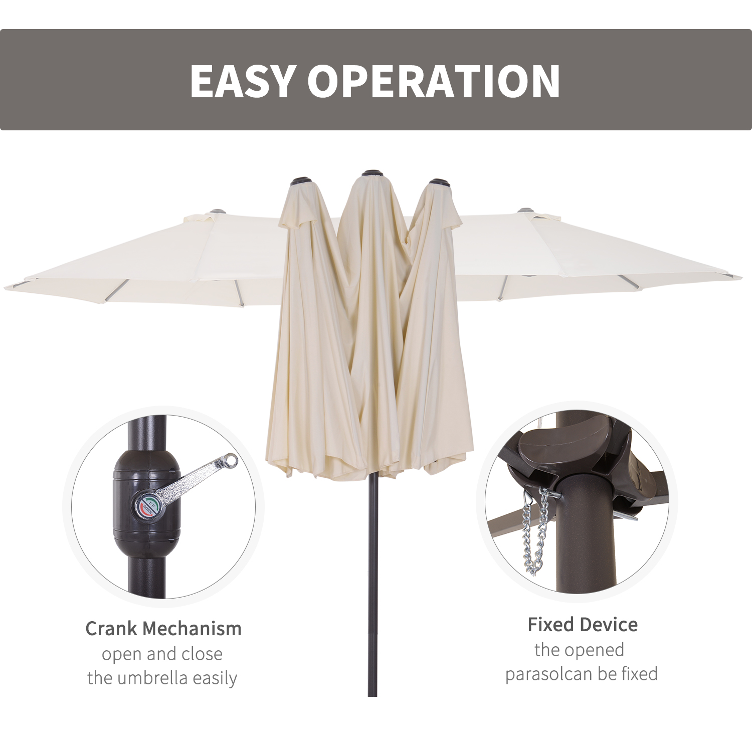 Beige 4.6m Double Garden Parasol