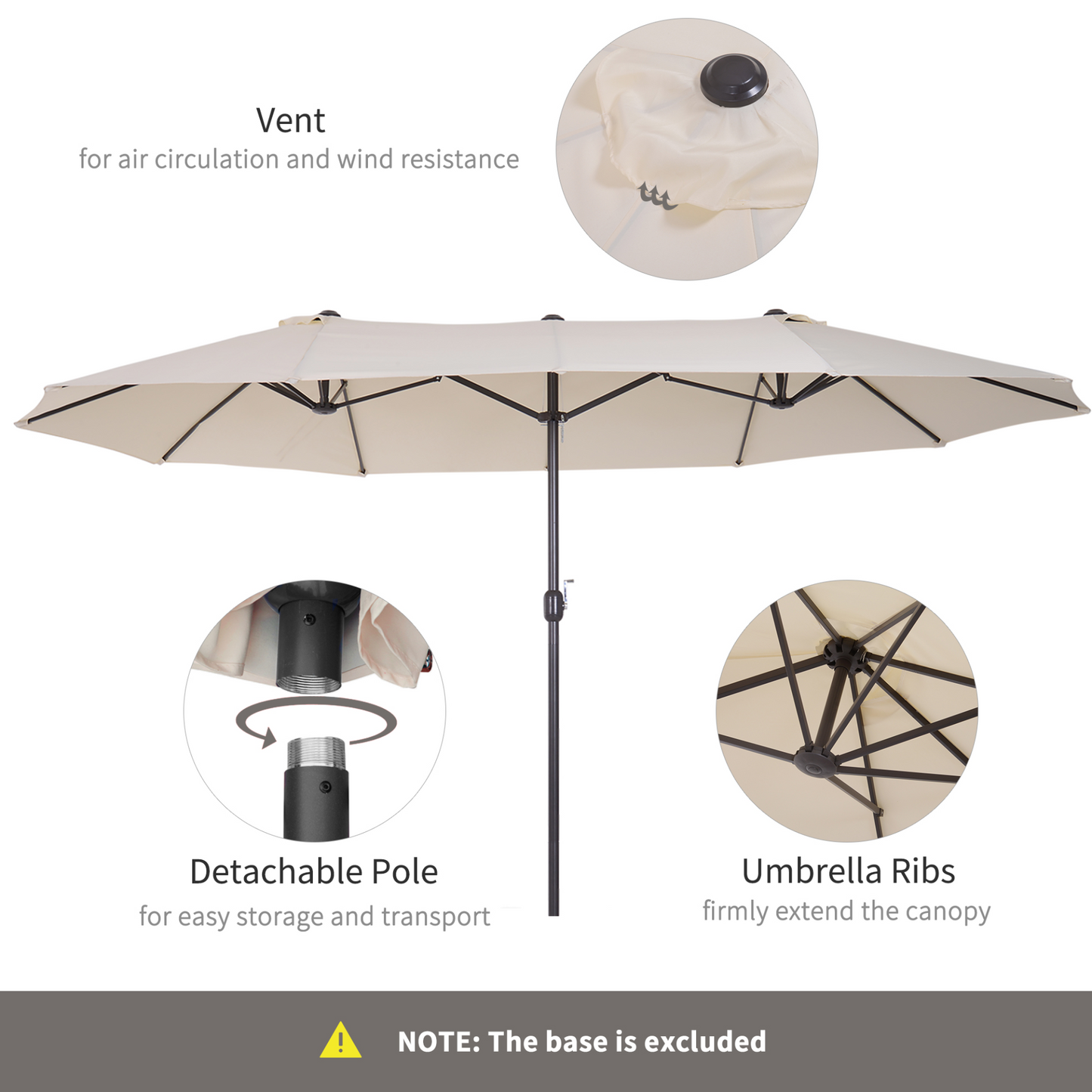 Beige 4.6m Double Garden Parasol